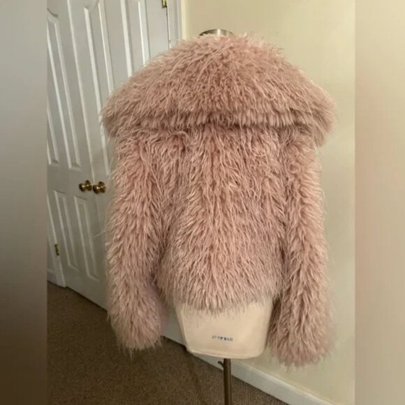 Free People Moonlight Faux Fur Jacket Soft Dusty Pink with pockets size M - Picture 4 of 9